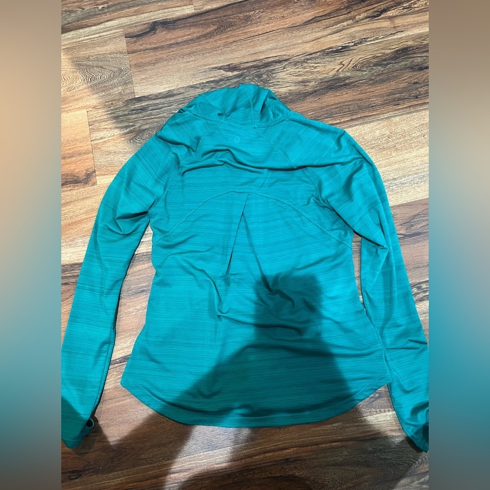 Athleta Green Zip-Up Hoodie Size Small EUC Shapes you Nicely - Picture 4 of 4